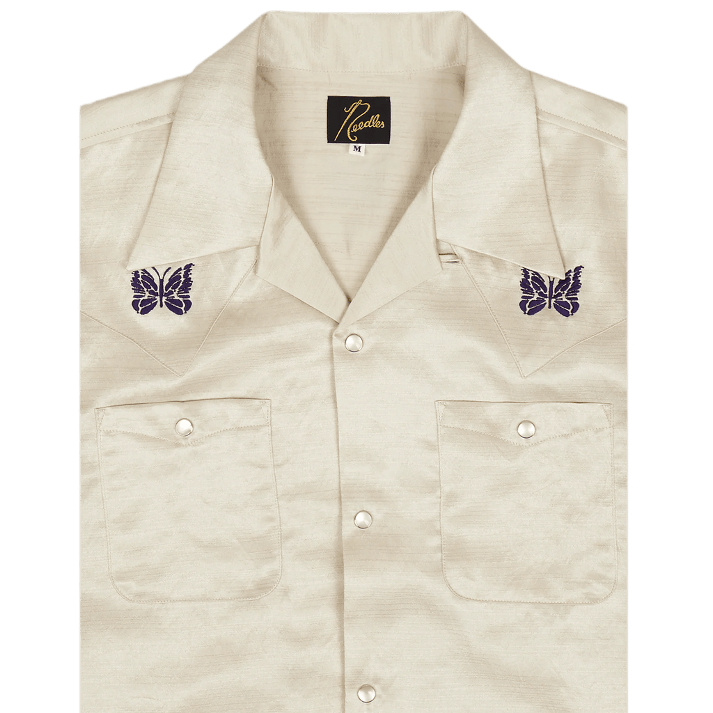 Needles Cowboy One - Up Poly Slub Sateen S/S Shirt - Beige - Needles Official Store | Track Pants Jackets and Collections