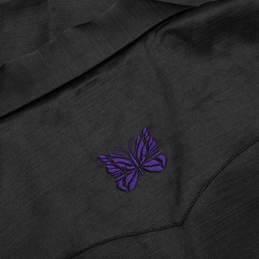 Needles Cowboy One - Up Poly Slub Sateen S/S Shirt - Black - Needles Official Store | Track Pants Jackets and Collections