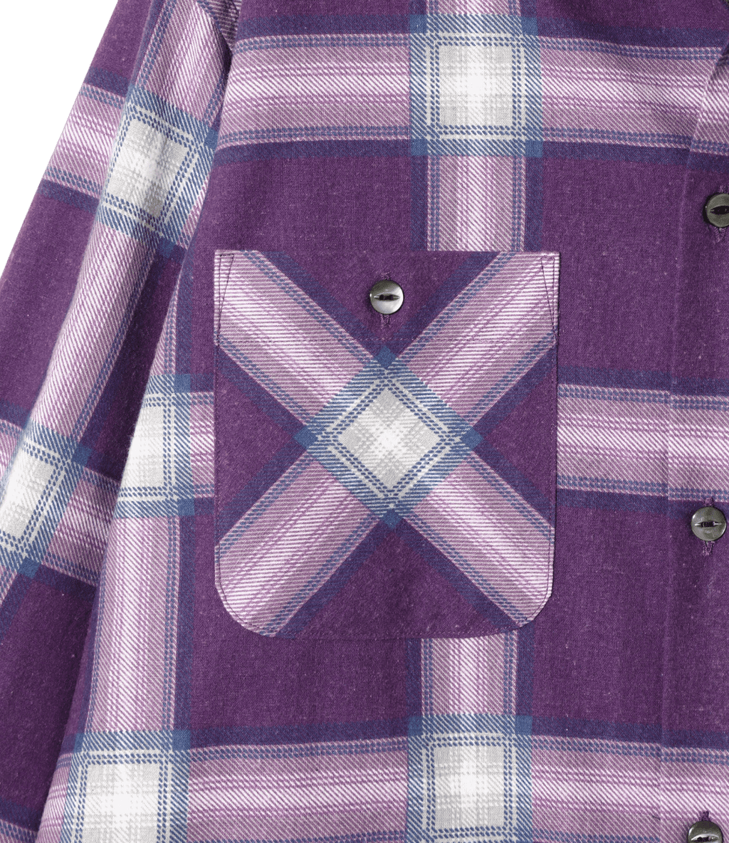 One-Up Shirt - Purple - Printed Flannel / Plaid - Needles Official Store | Track Pants Jackets and Collections