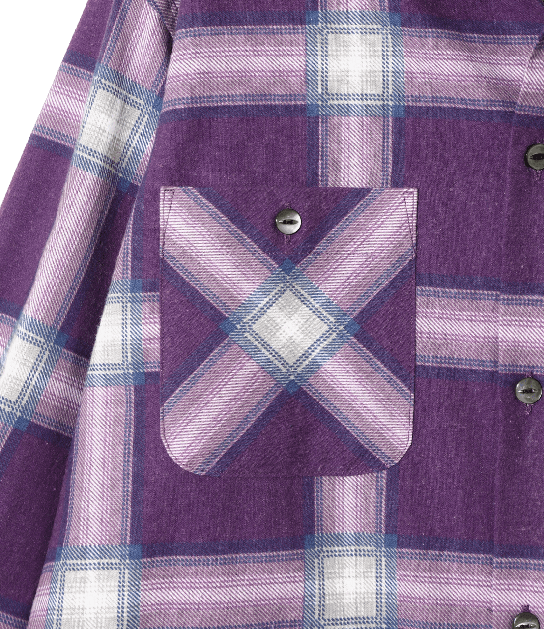 One-Up Shirt - Purple - Printed Flannel / Plaid - Needles Official Store | Track Pants Jackets and Collections